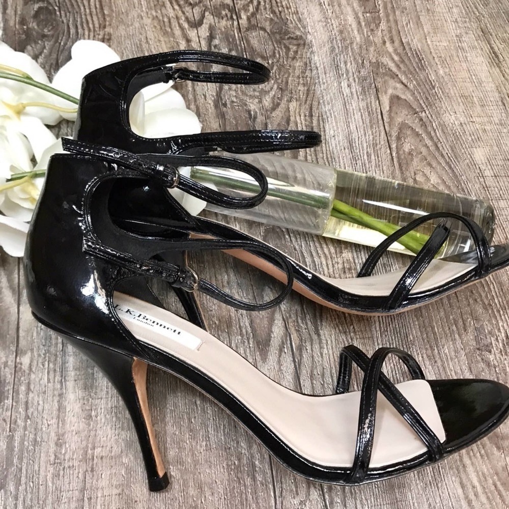 L. K. Bennett black patent heeled sandal. #005